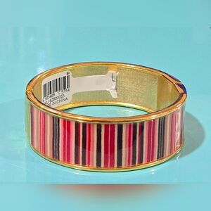 LOFT Ann Taylor Colorful Striped Enamel Hinged Bangle Bracelet NWT